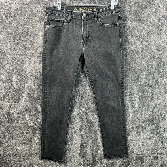 American Eagle Jeans Mens 32x30 Gray Slim Fit Extreme Flex Dark Wash Denim - Picture 1 of 13